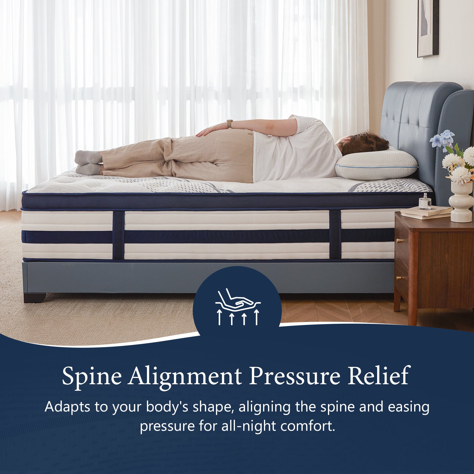 Queen Hybrid Mattress, Cooling Gel Memory Foam, Motion Isolation, Edge Support, for Back & Side Sleepers